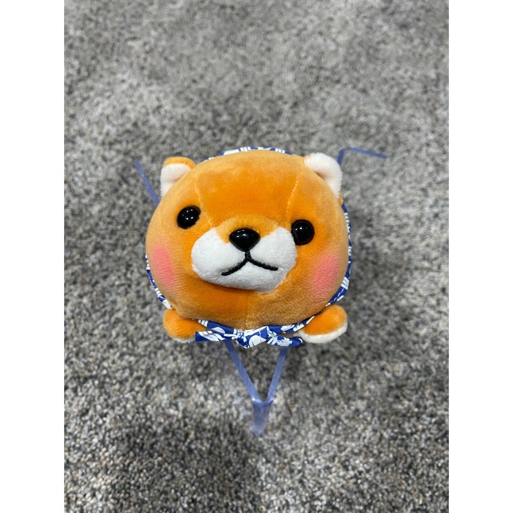 Amuse Mameshiba San Kyodai Mame-Taro Shiba Inu Plush Orange Blue Bandana